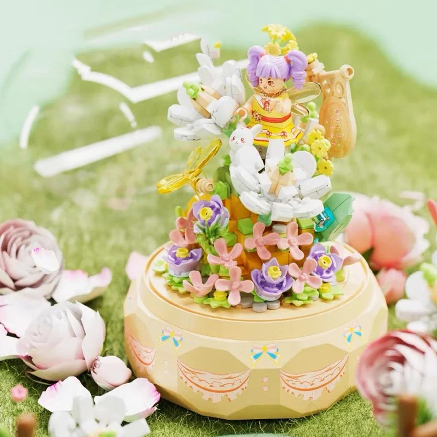 Flower Fairy Small Particle Building Block Music Box