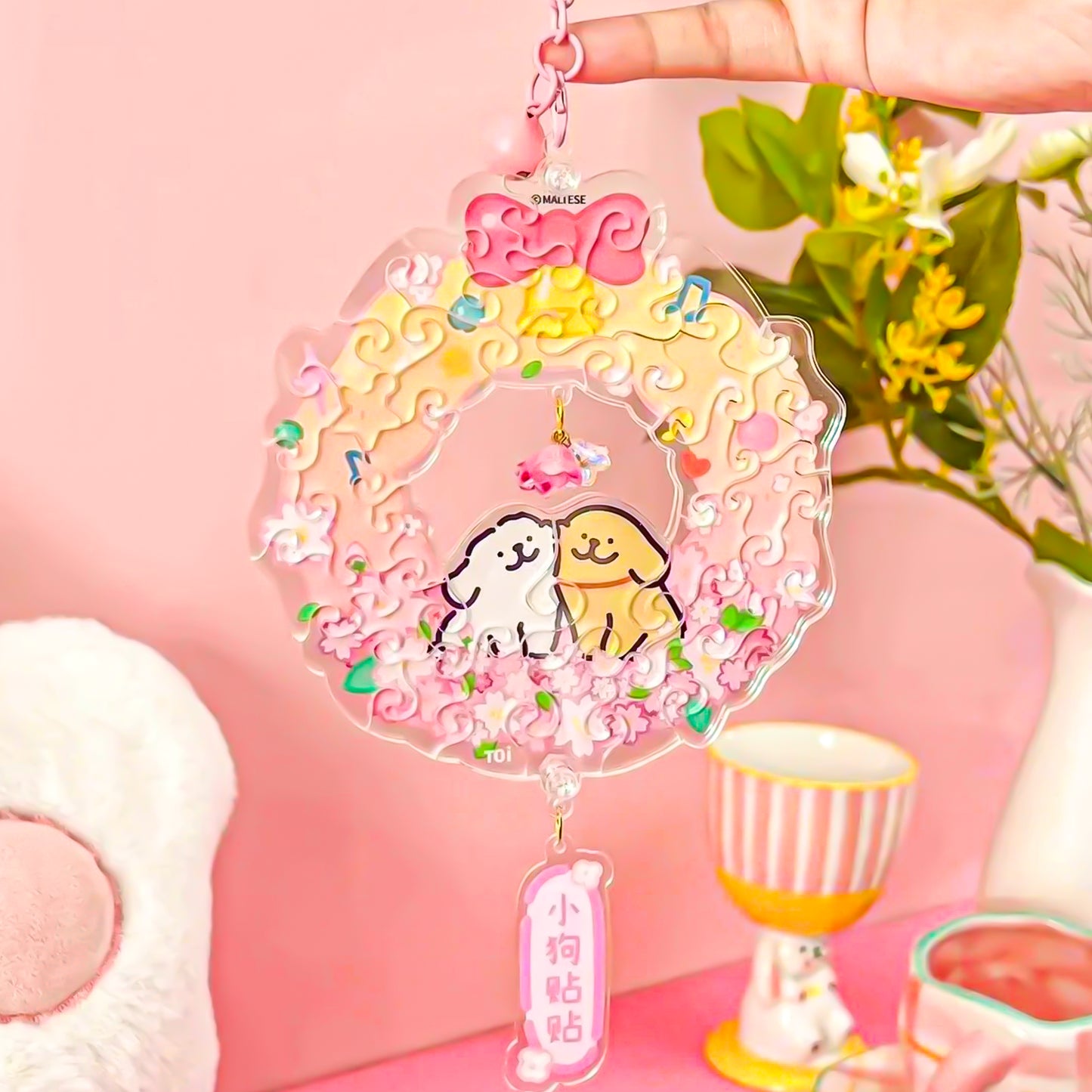 Maltese Gentle Wind Chime Series Puppy Kisses Acrylic Puzzle