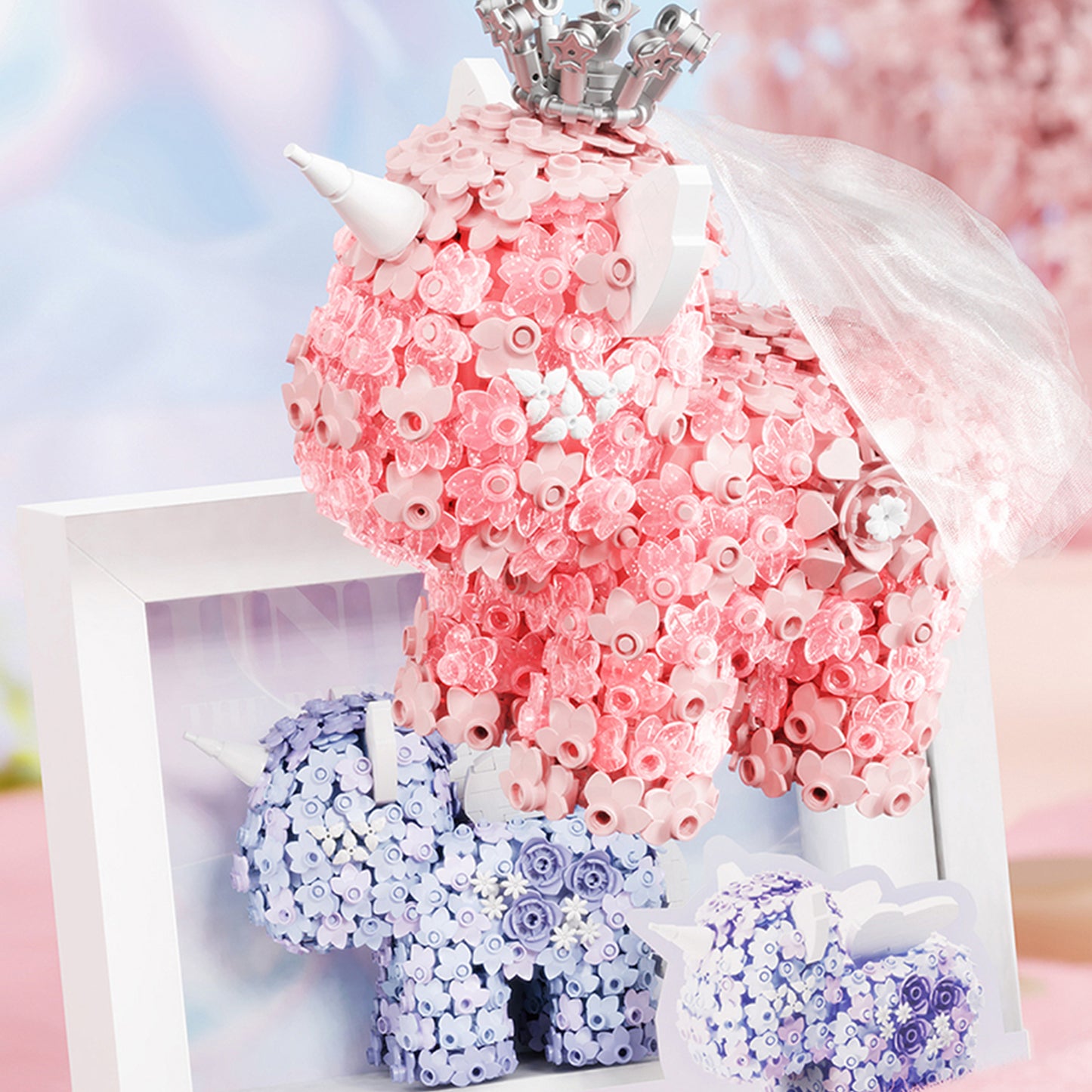 Unicorn Series Pink Fantasy Glow Display Building Block Set