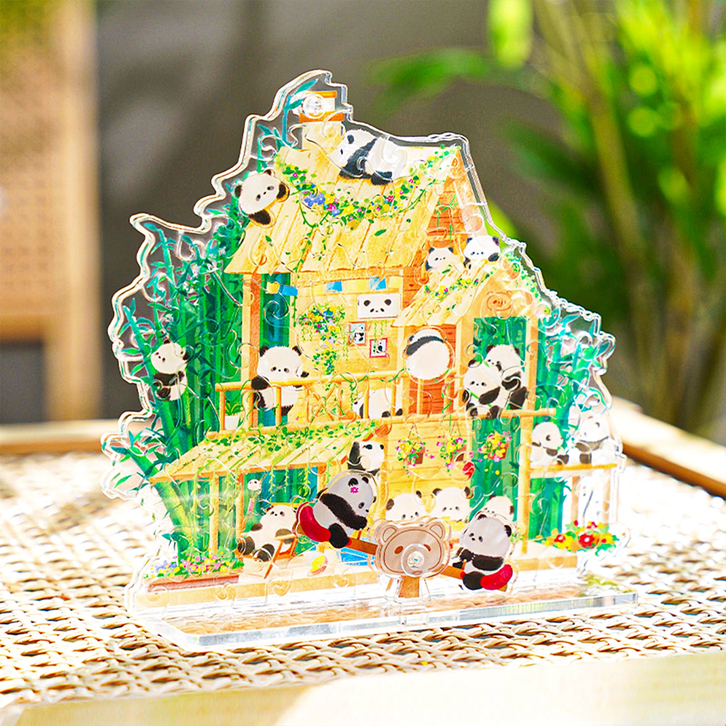 Panda Bamboo House Seesaw 72 Piece Acrylic Puzzle
