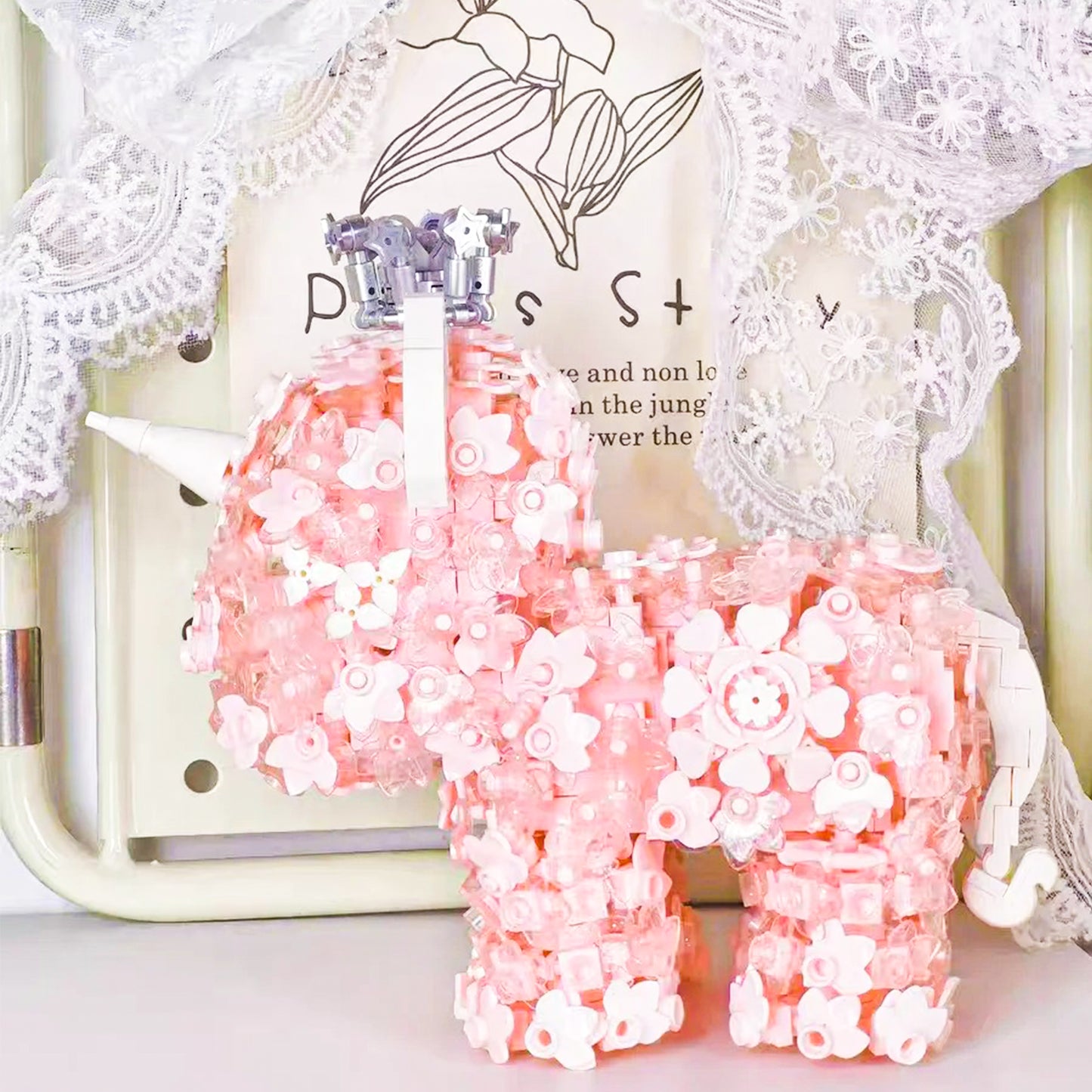 Unicorn Series Pink Fantasy Glow Display Building Block Set