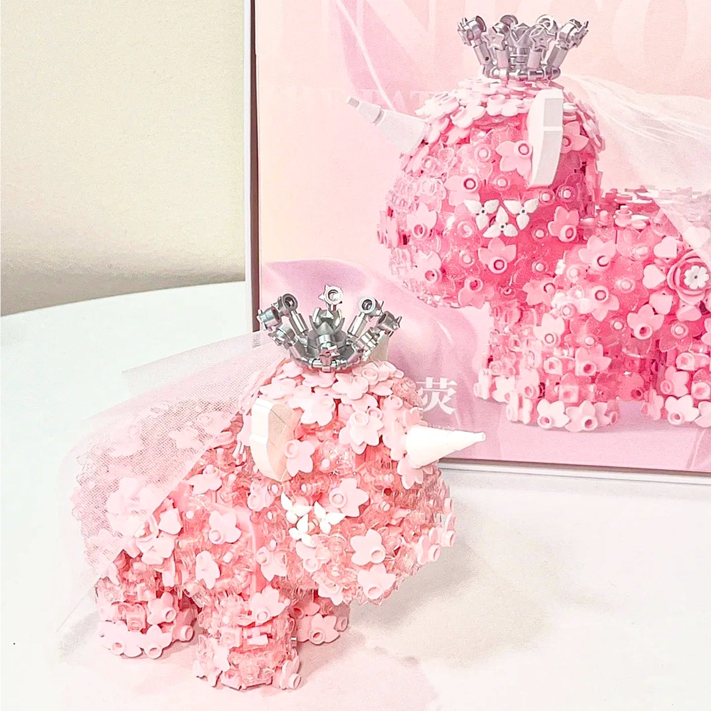 Unicorn Series Pink Fantasy Glow Display Building Block Set