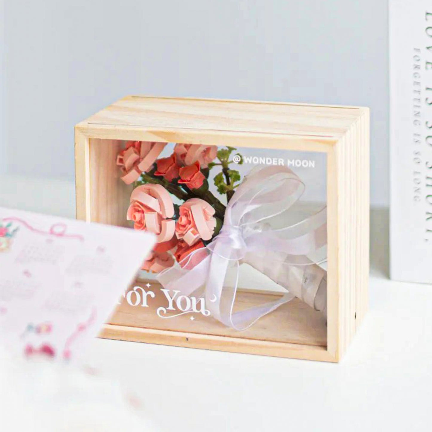 For You Series Warm and Gentle Building Block Rose Bouquet Display Set
