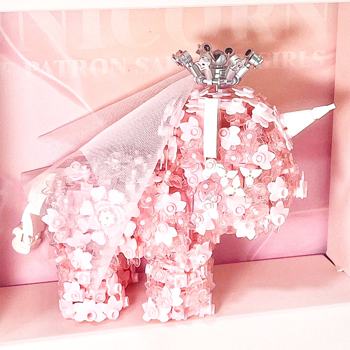 Unicorn Series Pink Fantasy Glow Display Building Block Set