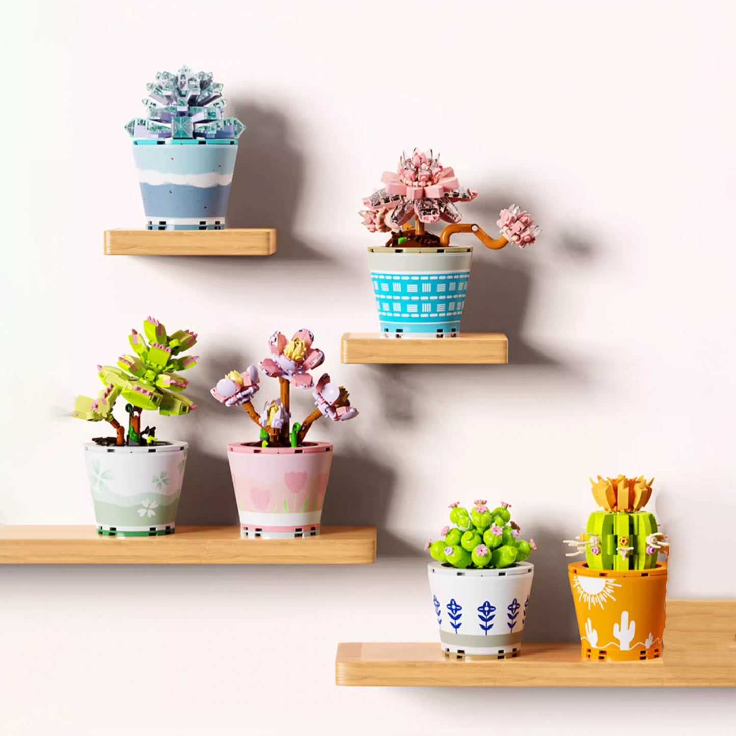 Healing Series Graptopelaum Paraguayense Succulent Plant Display Building Block Set