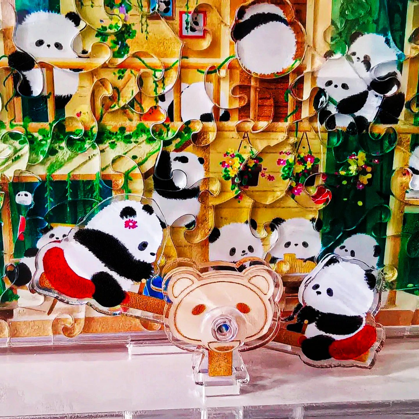 Panda Bamboo House Seesaw 72 Piece Acrylic Puzzle