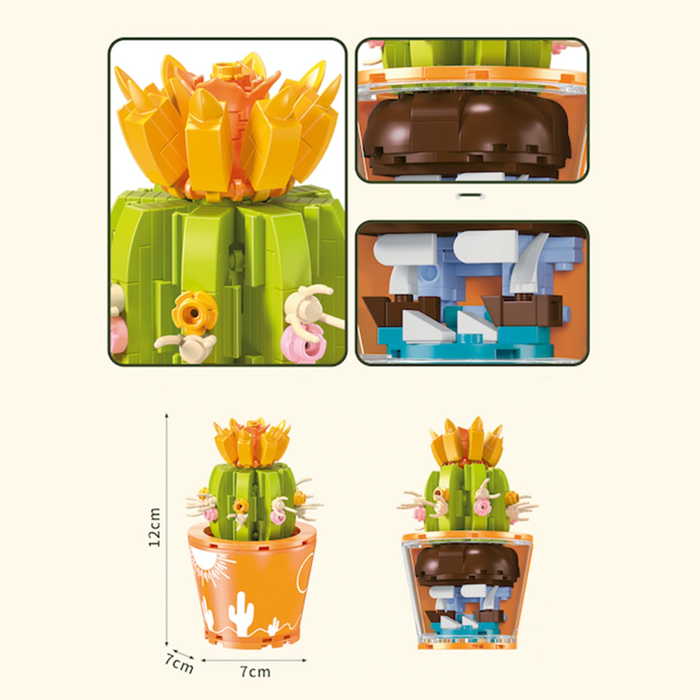 Healing Series Cactus Succulent Plant Display Building Block Set