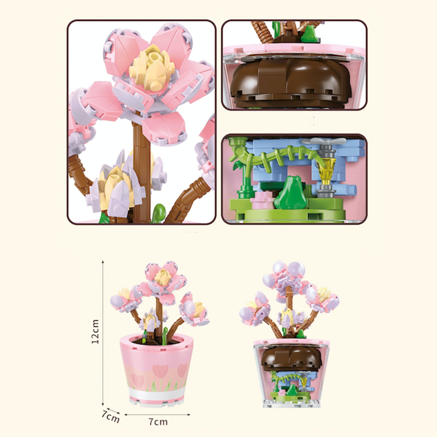 Healing Series Echeveria Suyon Succulent Plant Display Building Block Set