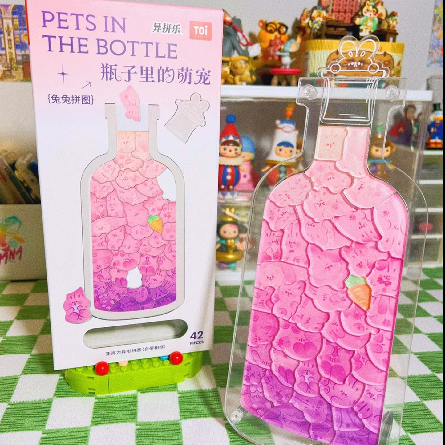 PETS IN THE BOTTLE Bunny Animal Shaped Acrylic Puzzle
