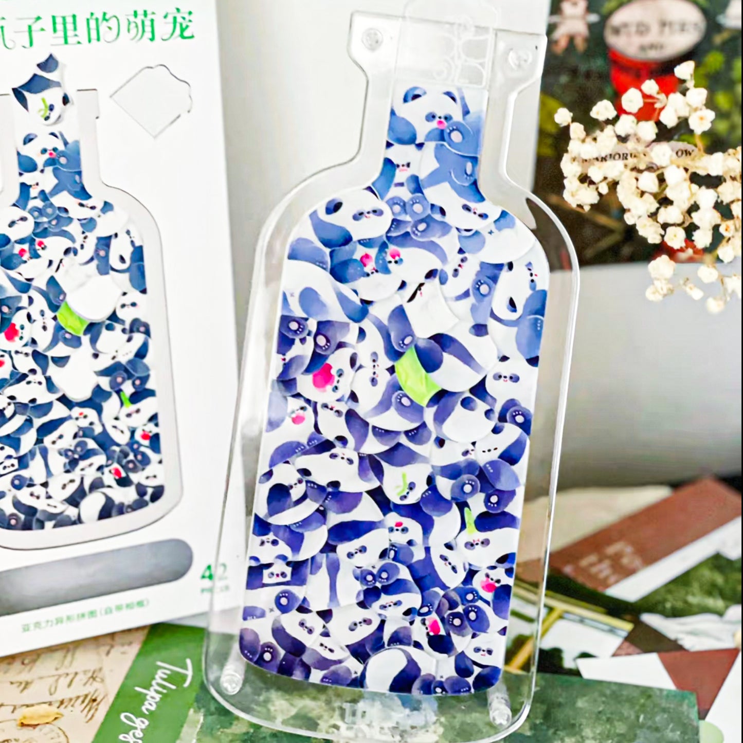 PETS IN THE BOTTLE Panda Animal Shaped Acrylic Puzzle