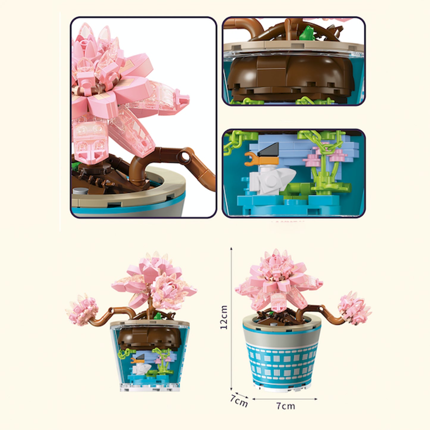 Healing Series Graptopelaum Paraguayense Succulent Plant Display Building Block Set