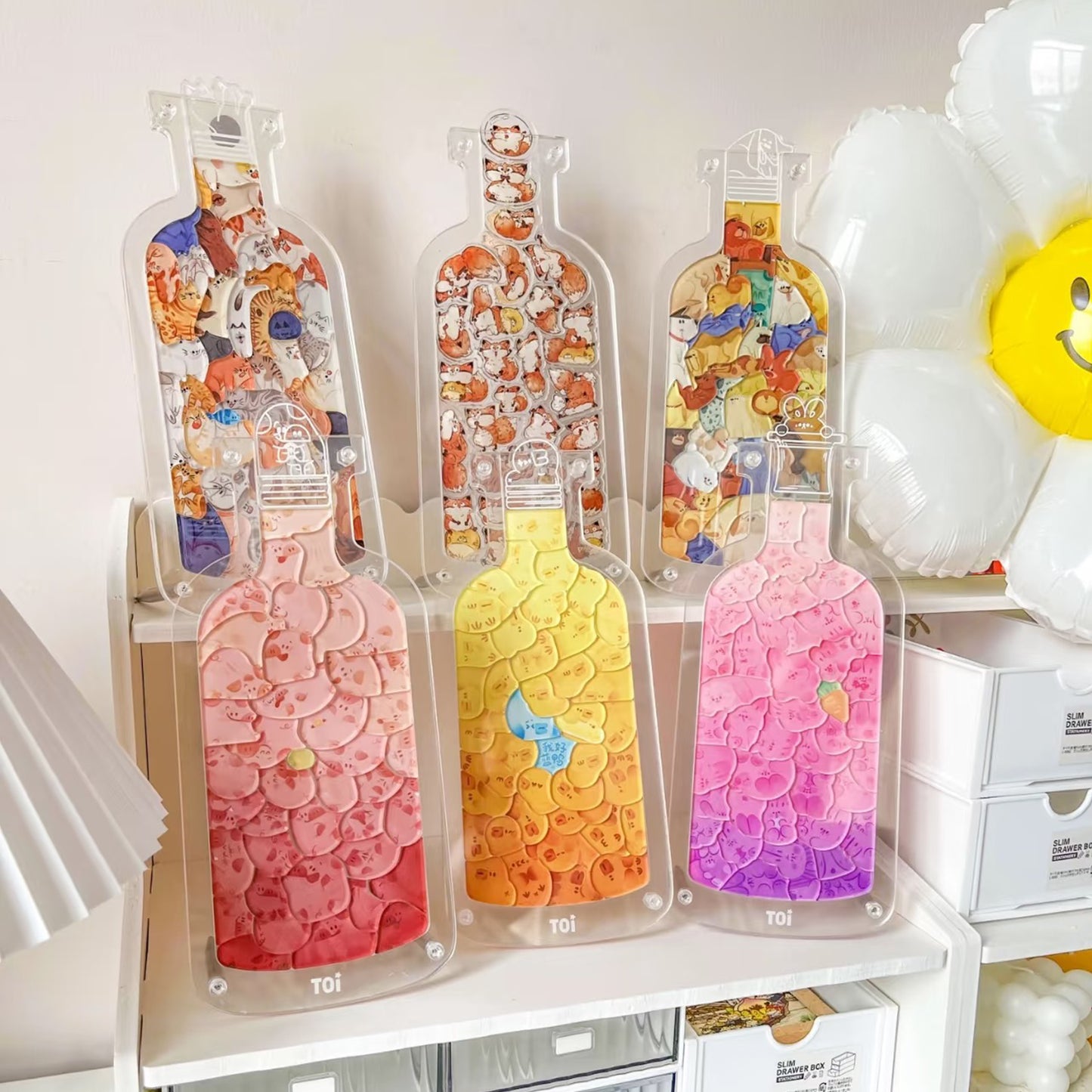 PETS IN THE BOTTLE Bunny Animal Shaped Acrylic Puzzle