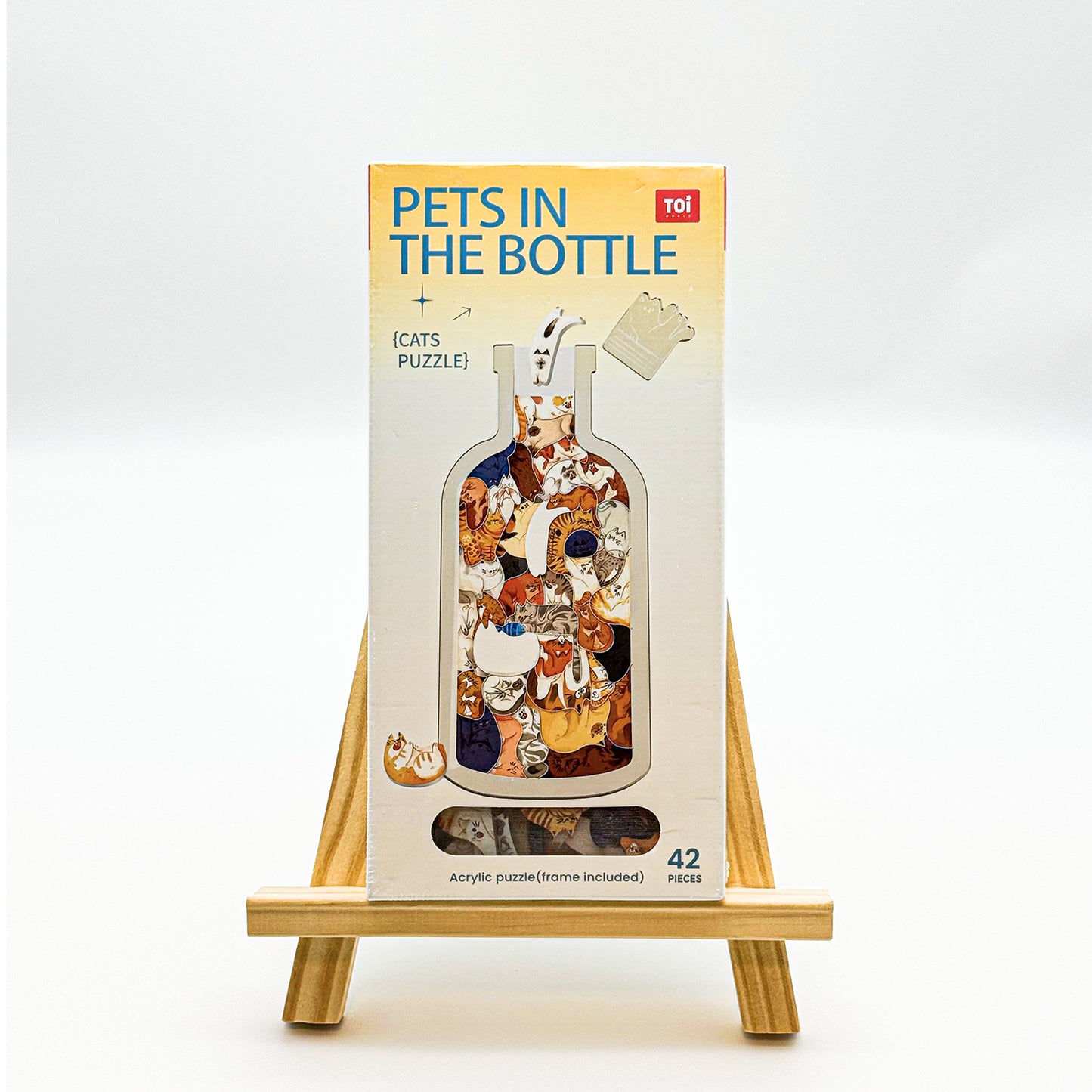 PETS IN THE BOTTLE Cats Animal Shaped Acrylic Puzzle