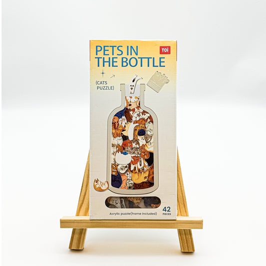 PETS IN THE BOTTLE Cats Animal Shaped Acrylic Puzzle