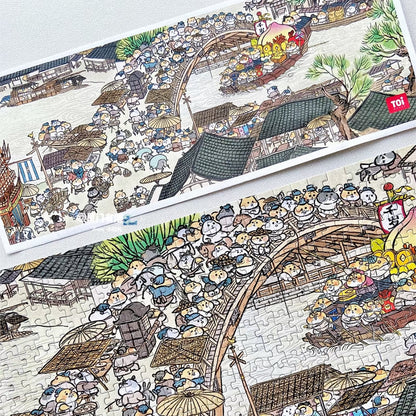 Cute hamster Along the River During the Qingming Festival 1000 Piece Jigsaw Puzzle