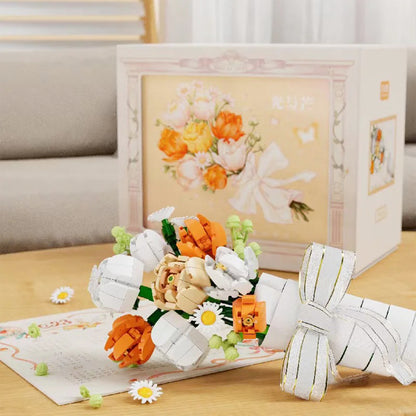 For You Series Light and Radiance Building Block Tulip Bouquet Display Set