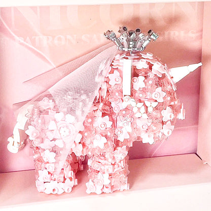 Unicorn Series Pink Fantasy Glow Display Building Block Set