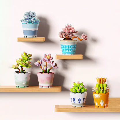 Healing Series Graptopelaum Paraguayense Succulent Plant Display Building Block Set