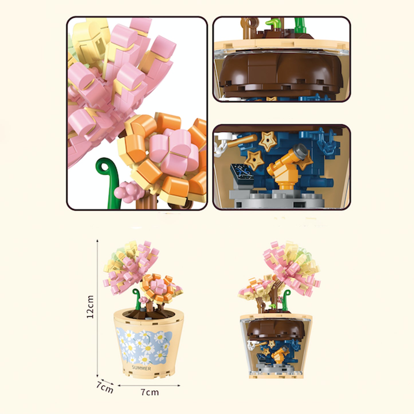 Healing Series Graptopetalum Amethystinum Succulent Plant Display Building Block Set