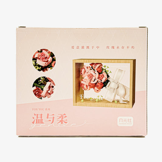 For You Series Warm and Gentle Building Block Rose Bouquet Display Set