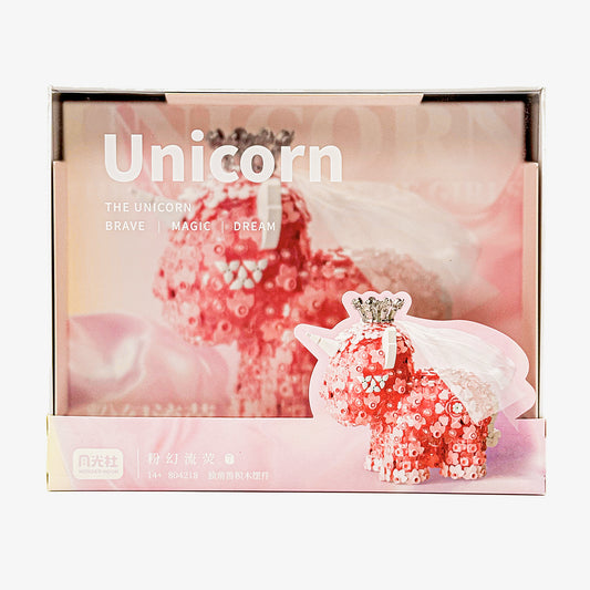 Unicorn Series Pink Fantasy Glow Display Building Block Set